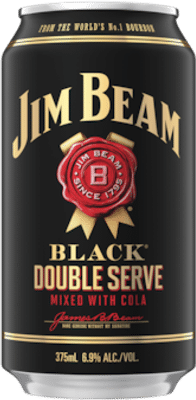 Jim Beam Black Double Serve Bourbon and Cola Cans Mixed Bourbon