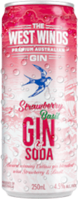 West Winds Gin & Soda Strawberry and Basil Can 250mL